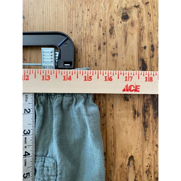 Meo Meli Women’s 100% Linen Pants Relaxed Fit Elastic Waist Green Cropped Pocket - Picture 6 of 7